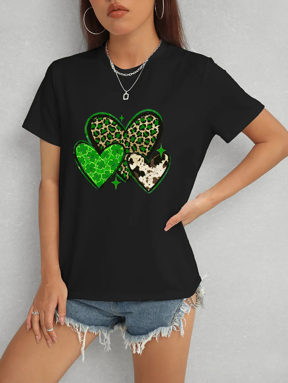 Heart Round Neck Short Sleeve T-Shirt – Trendsi | ClozArt