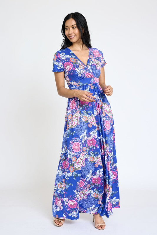 Plus Spring Pattern Surplice Maxi Dress – EG fashion | ClozArt