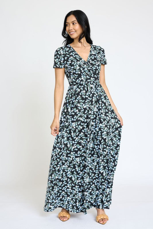 Plus Spring Pattern Surplice Maxi Dress – EG fashion | ClozArt