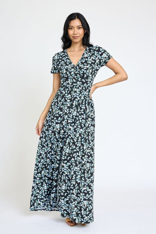 Plus Spring Pattern Surplice Maxi Dress – EG fashion | ClozArt