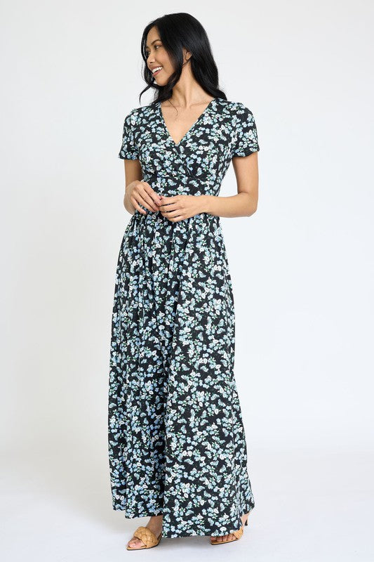 Plus Spring Pattern Surplice Maxi Dress – EG fashion | ClozArt
