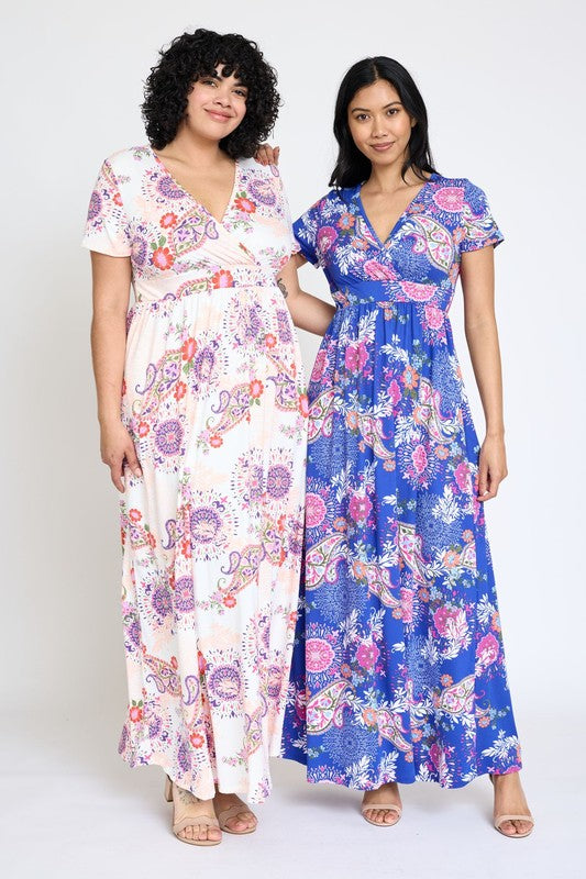 Plus Spring Pattern Surplice Maxi Dress – EG fashion | ClozArt