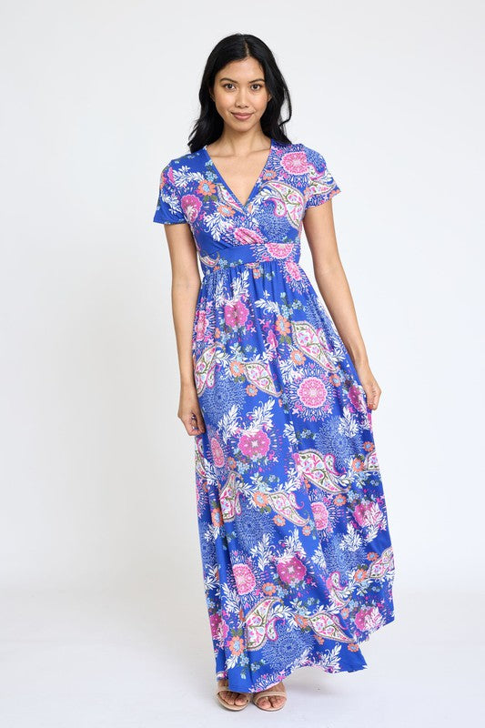Plus Spring Pattern Surplice Maxi Dress – EG fashion | ClozArt