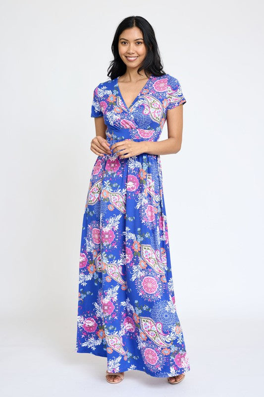 Plus Spring Pattern Surplice Maxi Dress – EG fashion | ClozArt