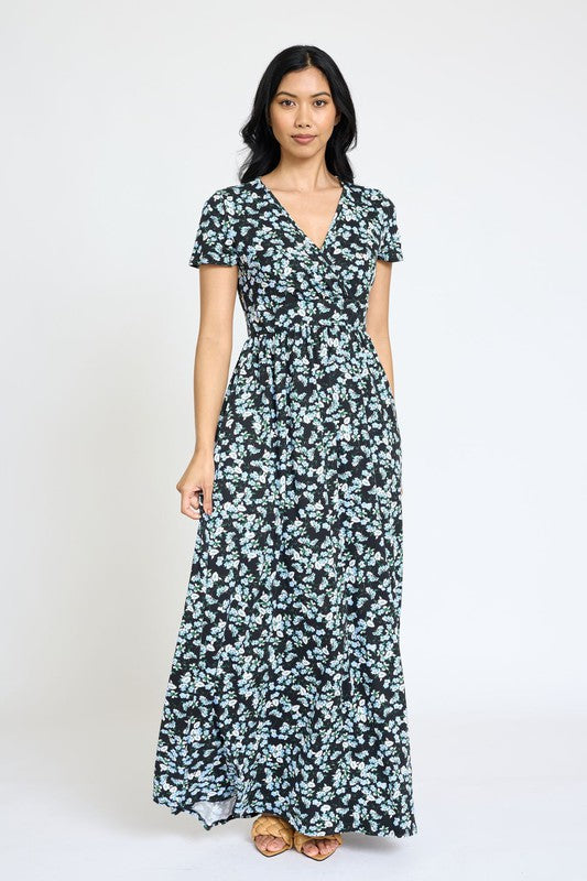 Plus Spring Pattern Surplice Maxi Dress – EG fashion | ClozArt