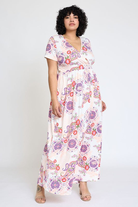 Plus Spring Pattern Surplice Maxi Dress – EG fashion | ClozArt