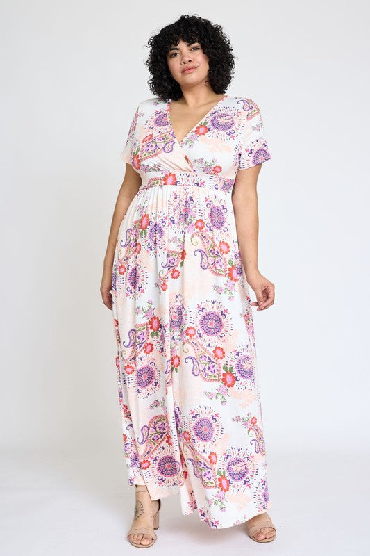 Plus Spring Pattern Surplice Maxi Dress – EG fashion | ClozArt