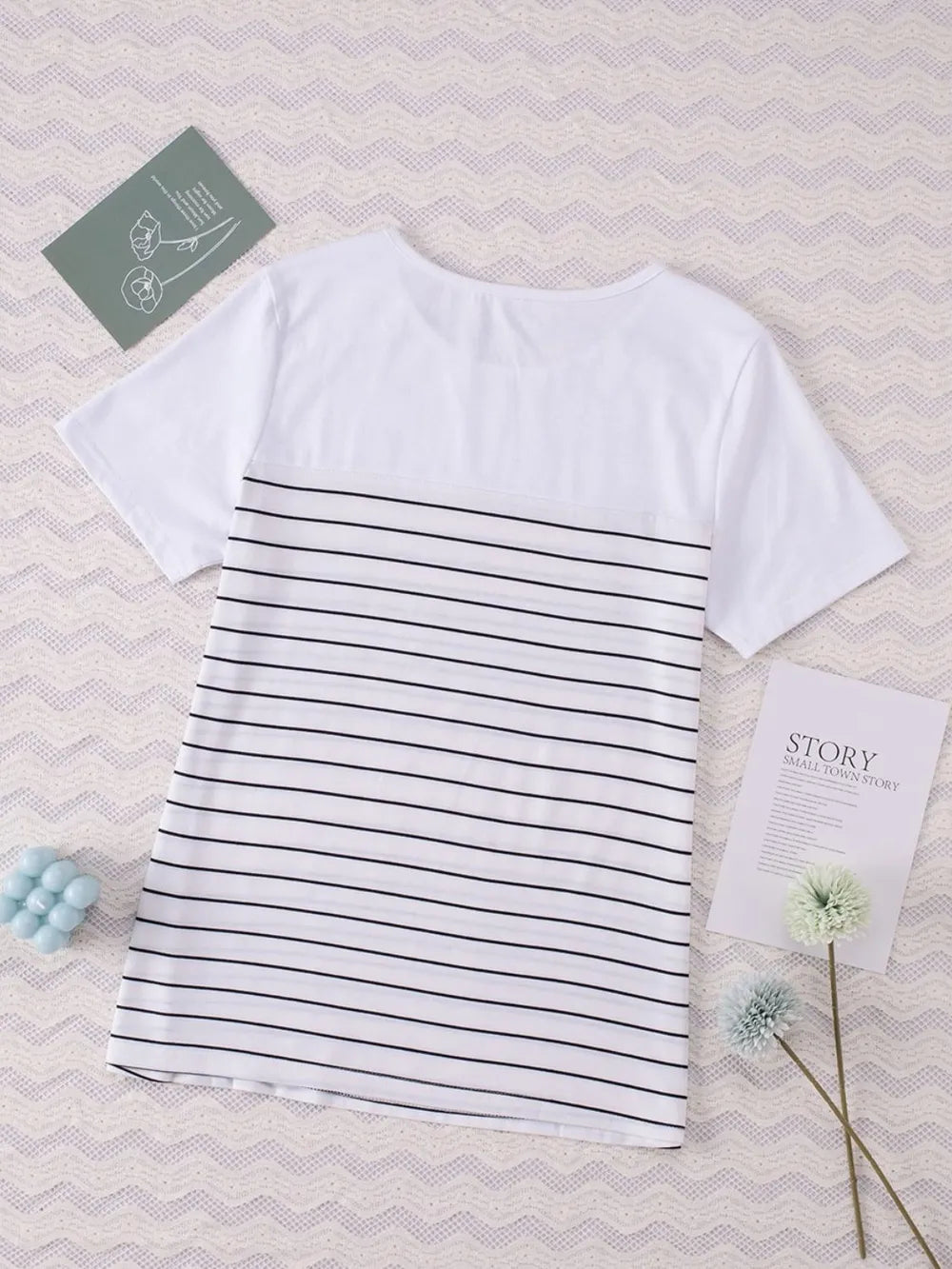 Striped Round Neck Short Sleeve T-Shirt – Trendsi | ClozArt