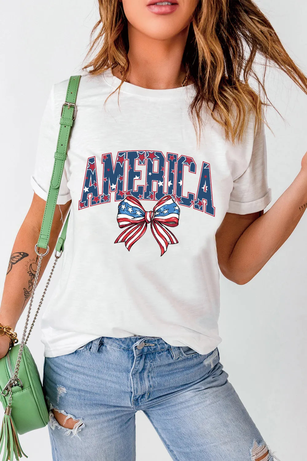 AMERICA Round Neck Short Sleeve T-Shirt – Trendsi | ClozArt