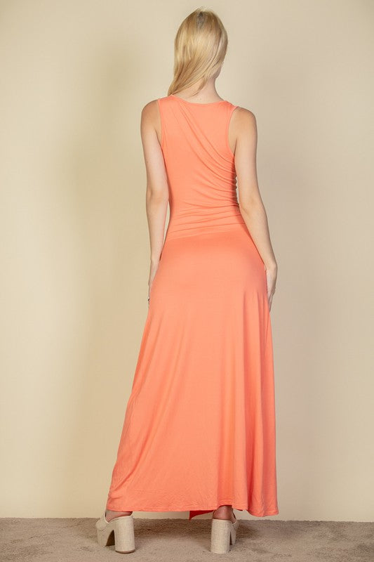Plunge Neck Thigh Split Dress – Capella | ClozArt