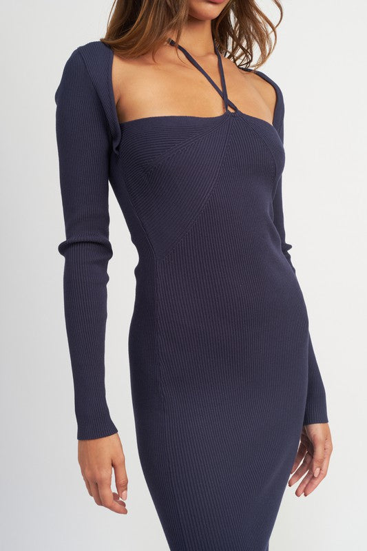 HALTER NECK MAXI DRESS WITH SLIT – Emory Park | ClozArt