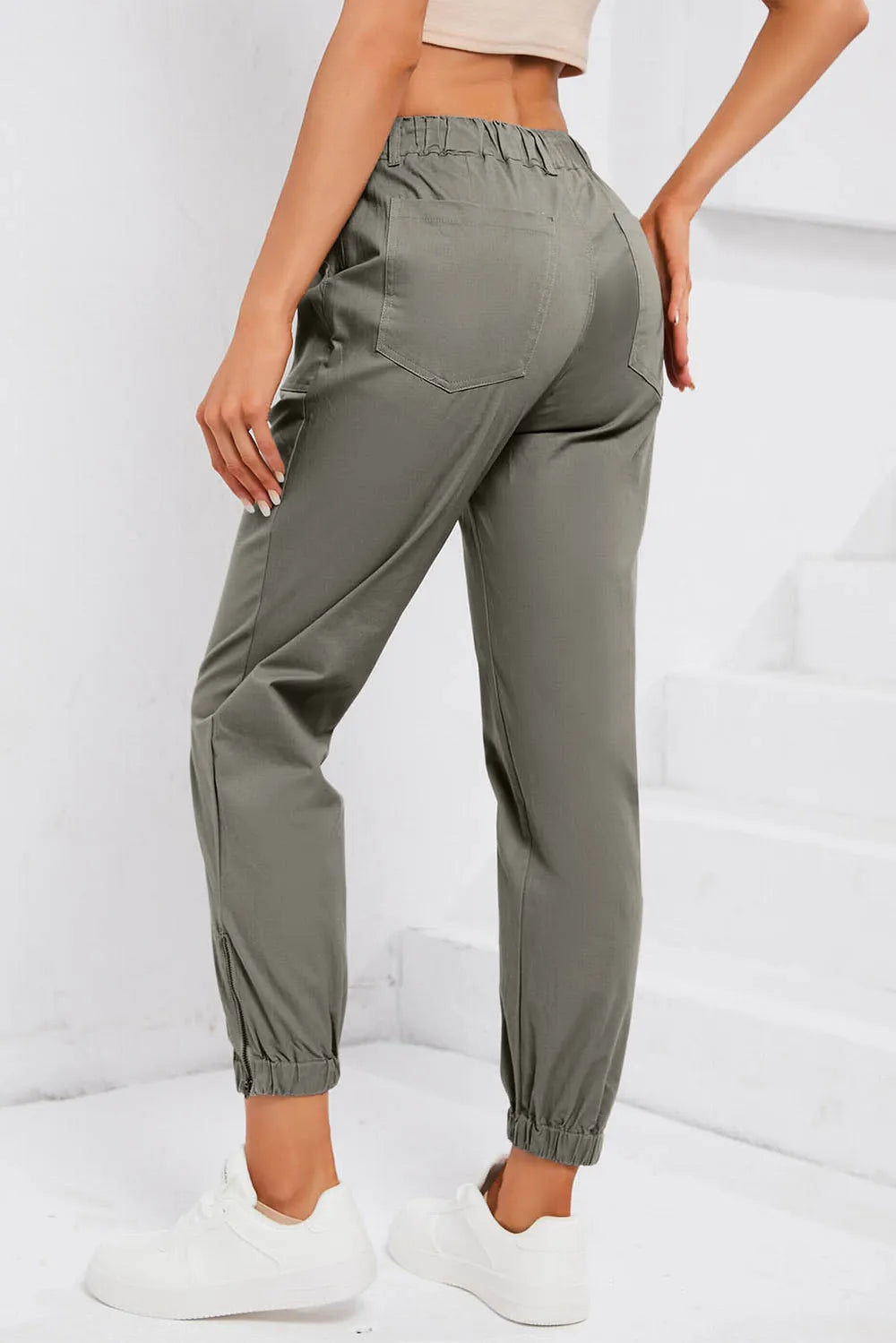 Drawstring Side Zip Joggers – Trendsi | ClozArt