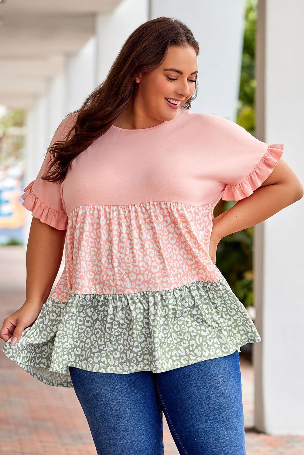 Plus Size Leopard Tiered Blouse – Trendsi | ClozArt