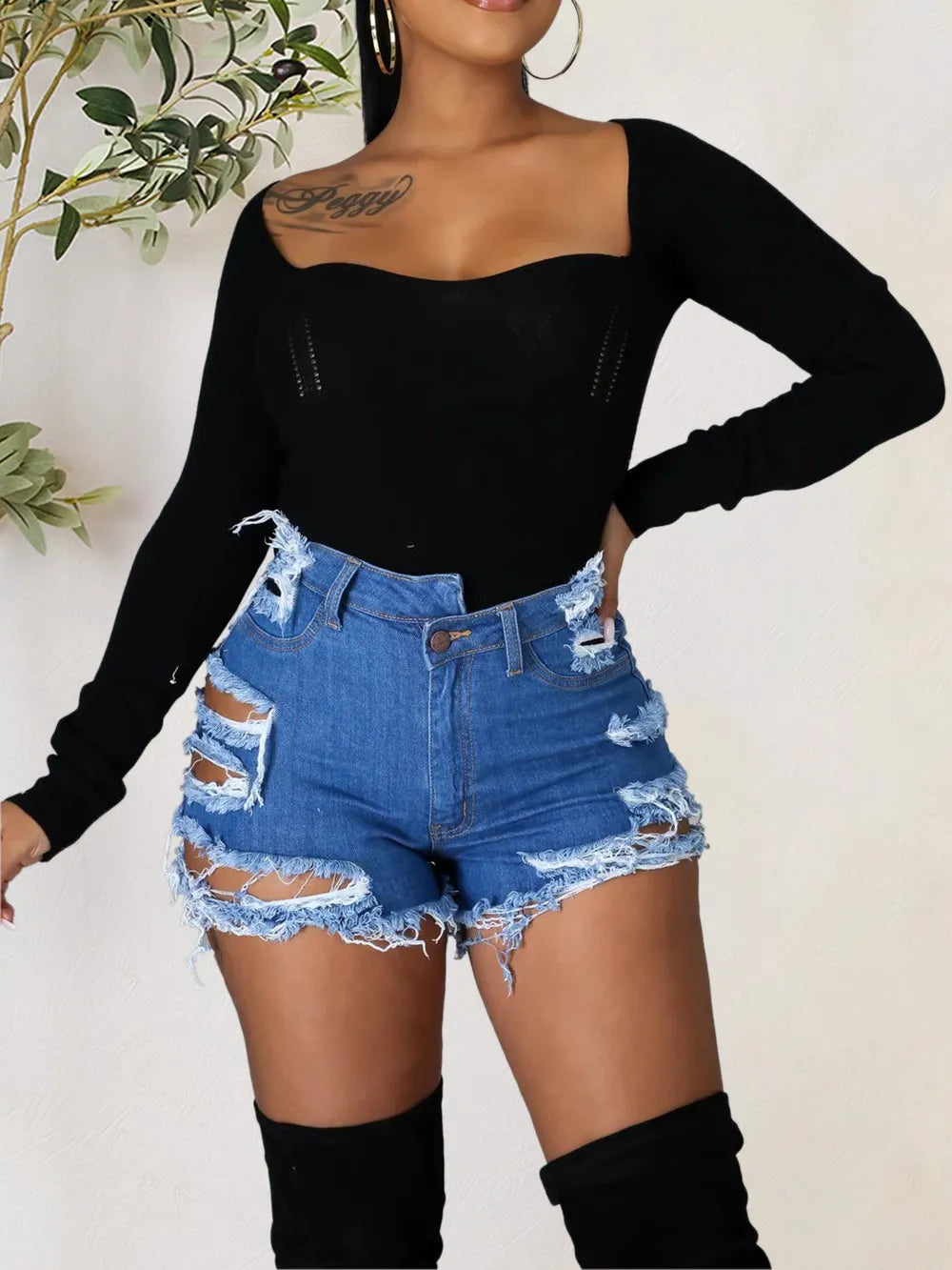 Distressed Raw Hem Denim Shorts with Pockets – Trendsi | ClozArt