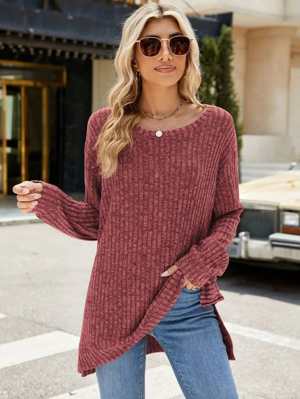 Round Neck Long Sleeve T-Shirt – Trendsi | ClozArt