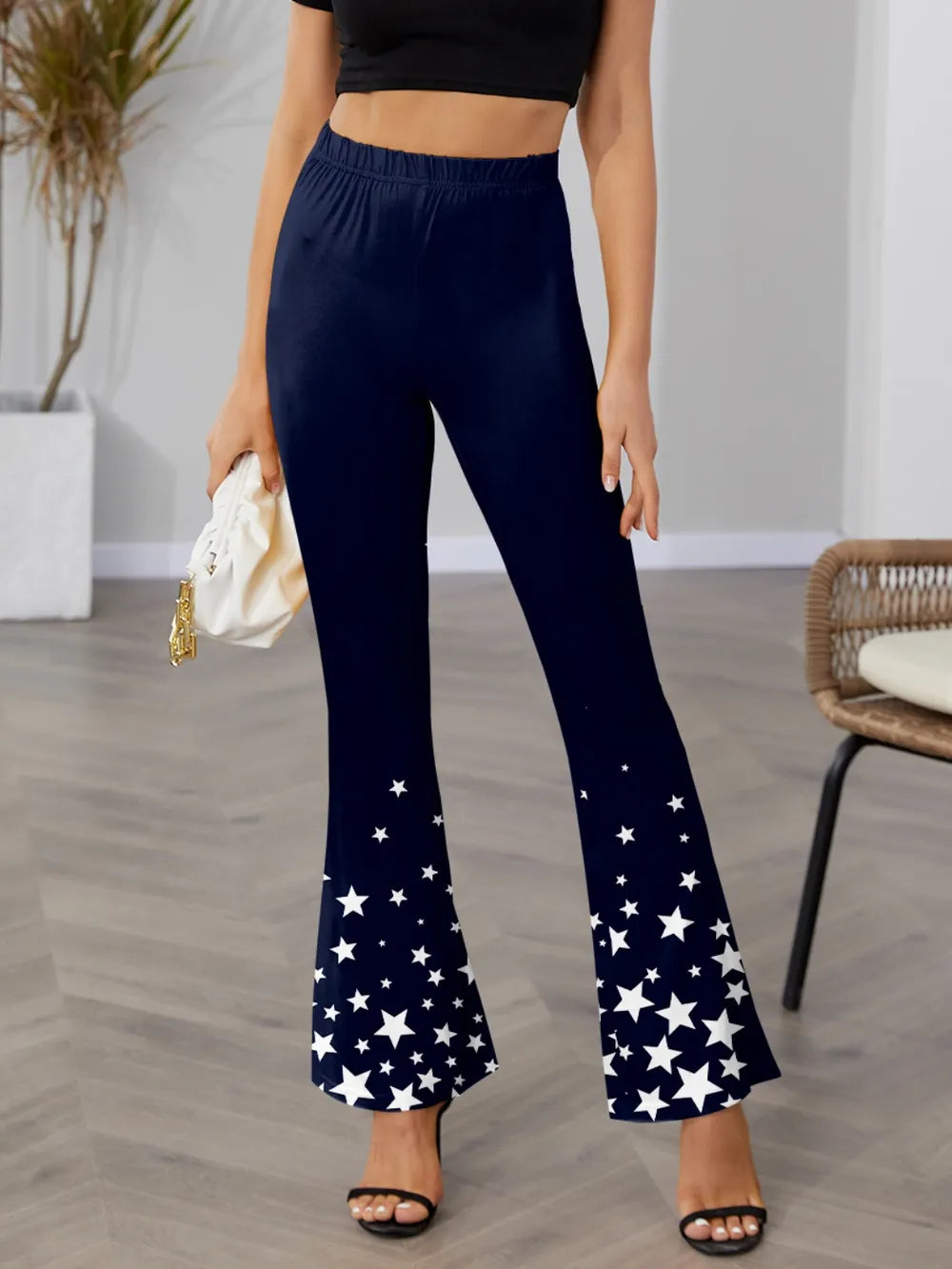 FAM-FAM Star Elastic Waist Bootcut Pants – Trendsi | ClozArt