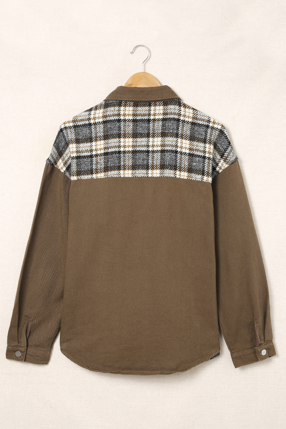 Plaid Collared Denim Jacket – Trendsi | ClozArt