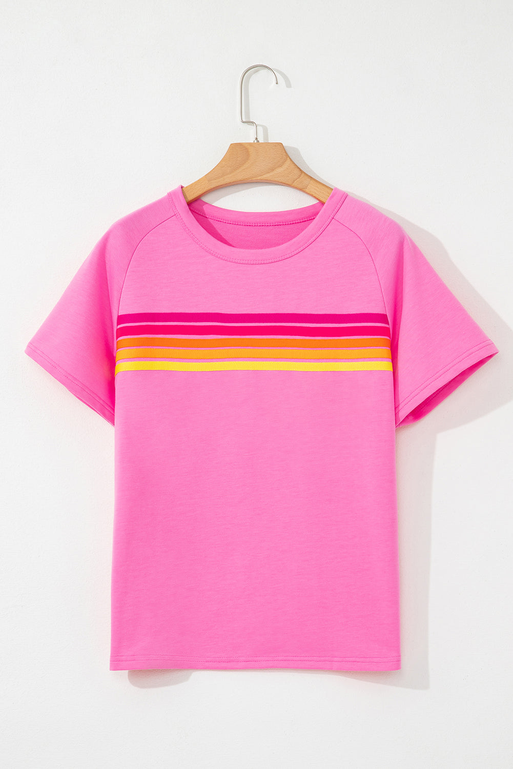 Beau Blue Colorful Striped Casual Tee – Shewin | ClozArt