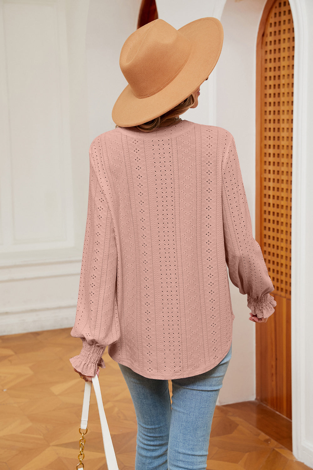 Notched Neck Flounce Sleeve Blouse – Trendsi | ClozArt