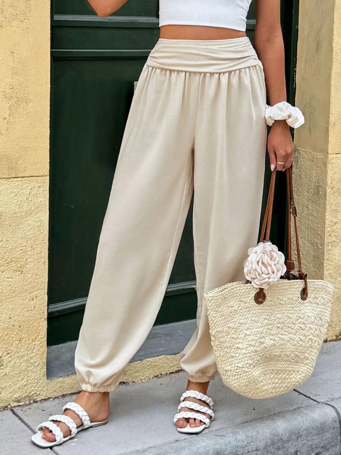 Ruched High Waist Joggers – Trendsi | ClozArt