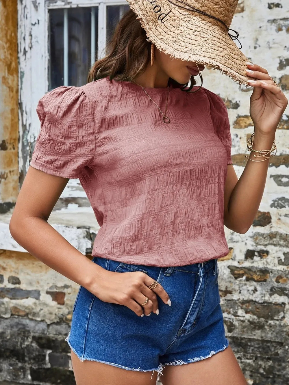 Ruched Round Neck Short Sleeve T-Shirt – Trendsi | ClozArt