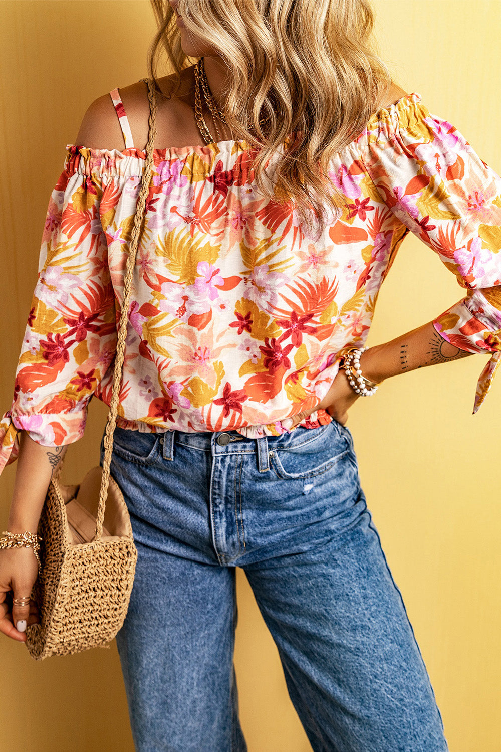 Printed Off Shoulder Blouse – Trendsi | ClozArt