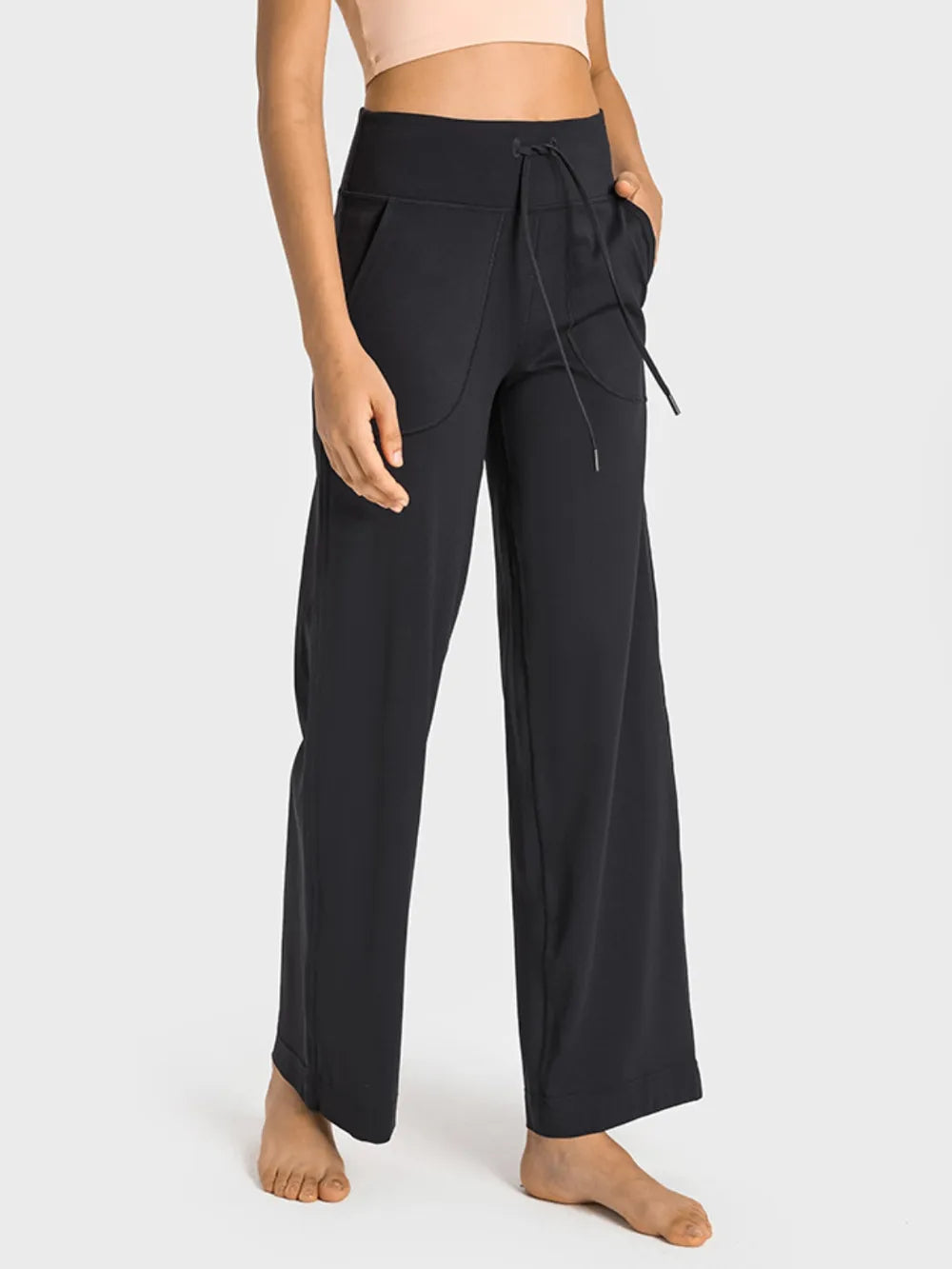 Millennia Drawstring Waist Wide Leg Sports Pants with Pockets – Trendsi | ClozArt