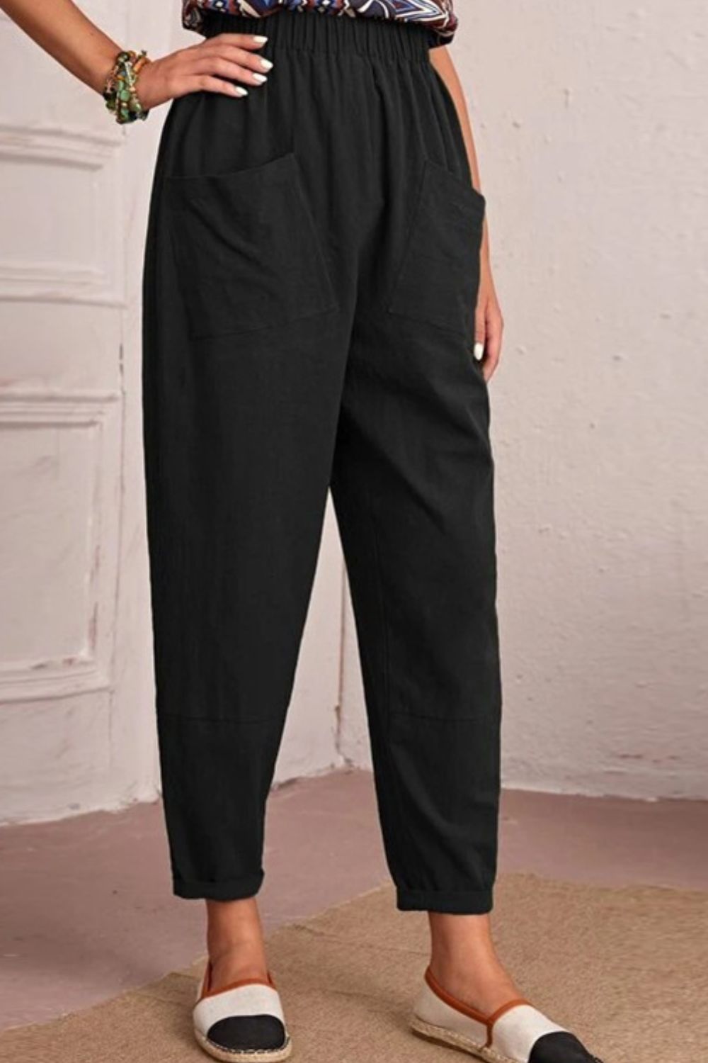 Elastic Waist Pocket Tapered Pants – Trendsi | ClozArt