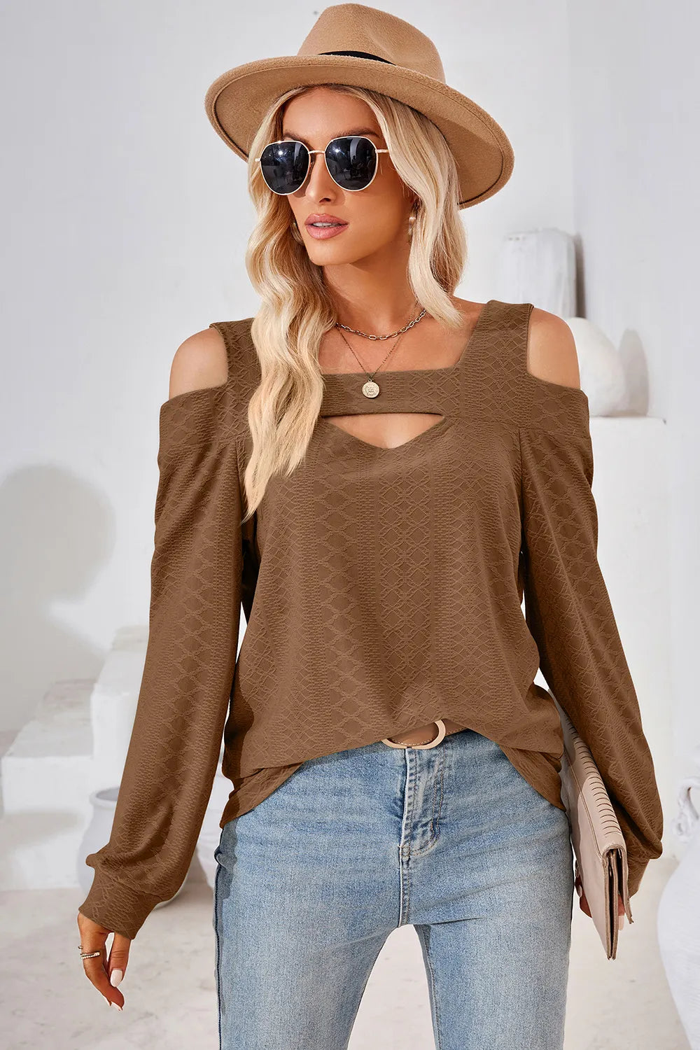 Cutout Square Neck Cold Shoulder T-Shirt – Trendsi | ClozArt