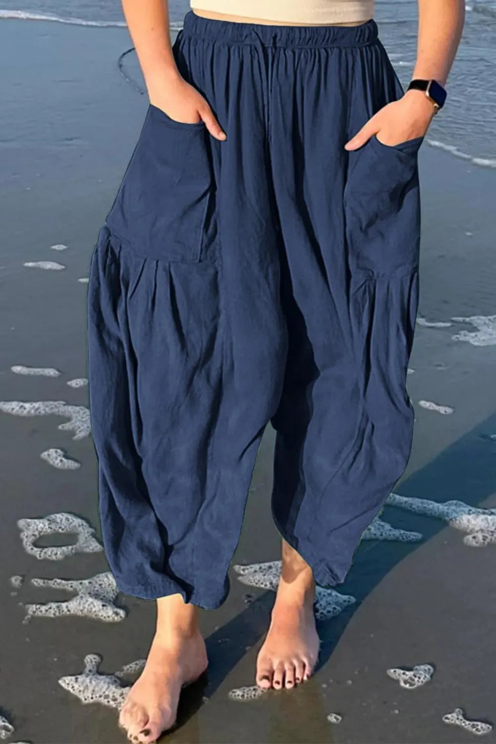 Full Size Pocketed Drawstring Wide Leg Pants – Trendsi | ClozArt