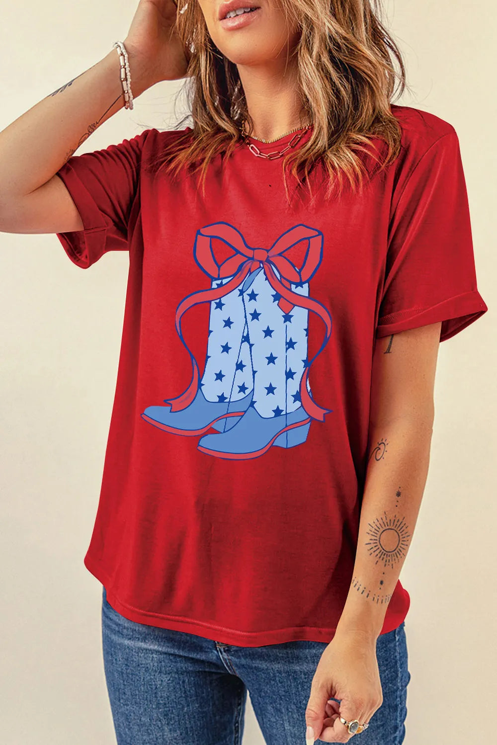 Boot Graphic Round Neck Short Sleeve T-Shirt – Trendsi | ClozArt