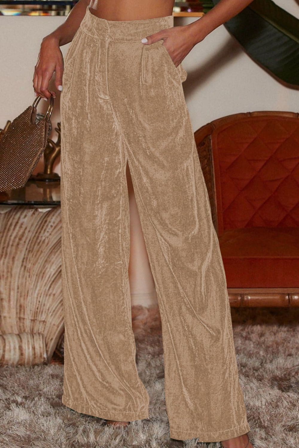Loose Fit High Waist Long Pants with Pockets – Trendsi | ClozArt