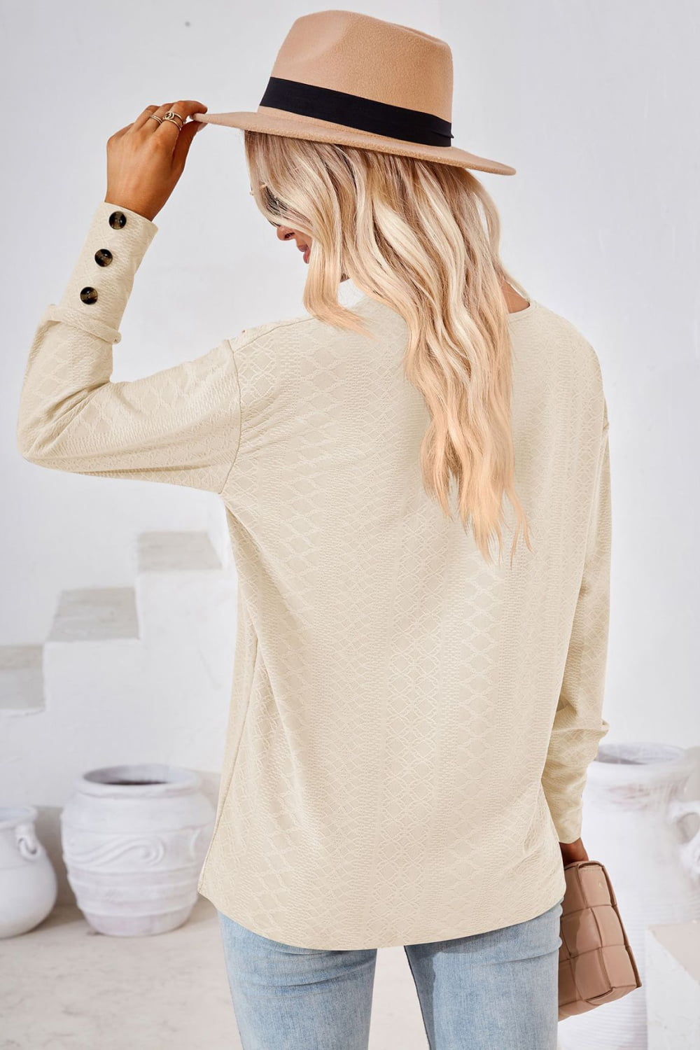 V-Neck Long Sleeve Blouse – Trendsi | ClozArt