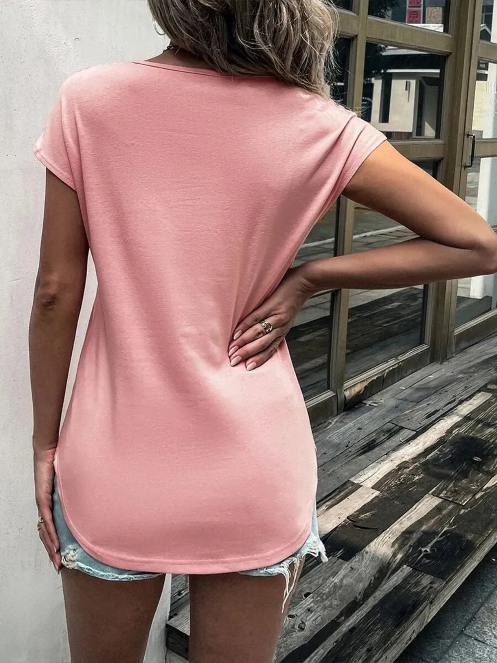 Lace Detail Half Zip Cap Sleeve T-Shirt – Trendsi | ClozArt