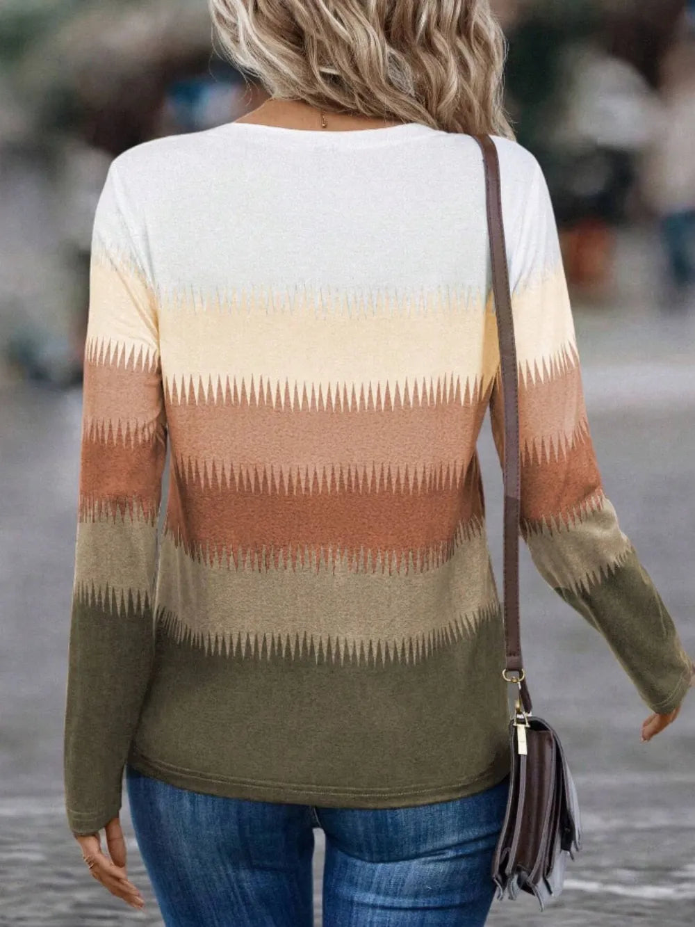 Decorative Button Contrast Round Neck Long Sleeve T-Shirt – Trendsi | ClozArt