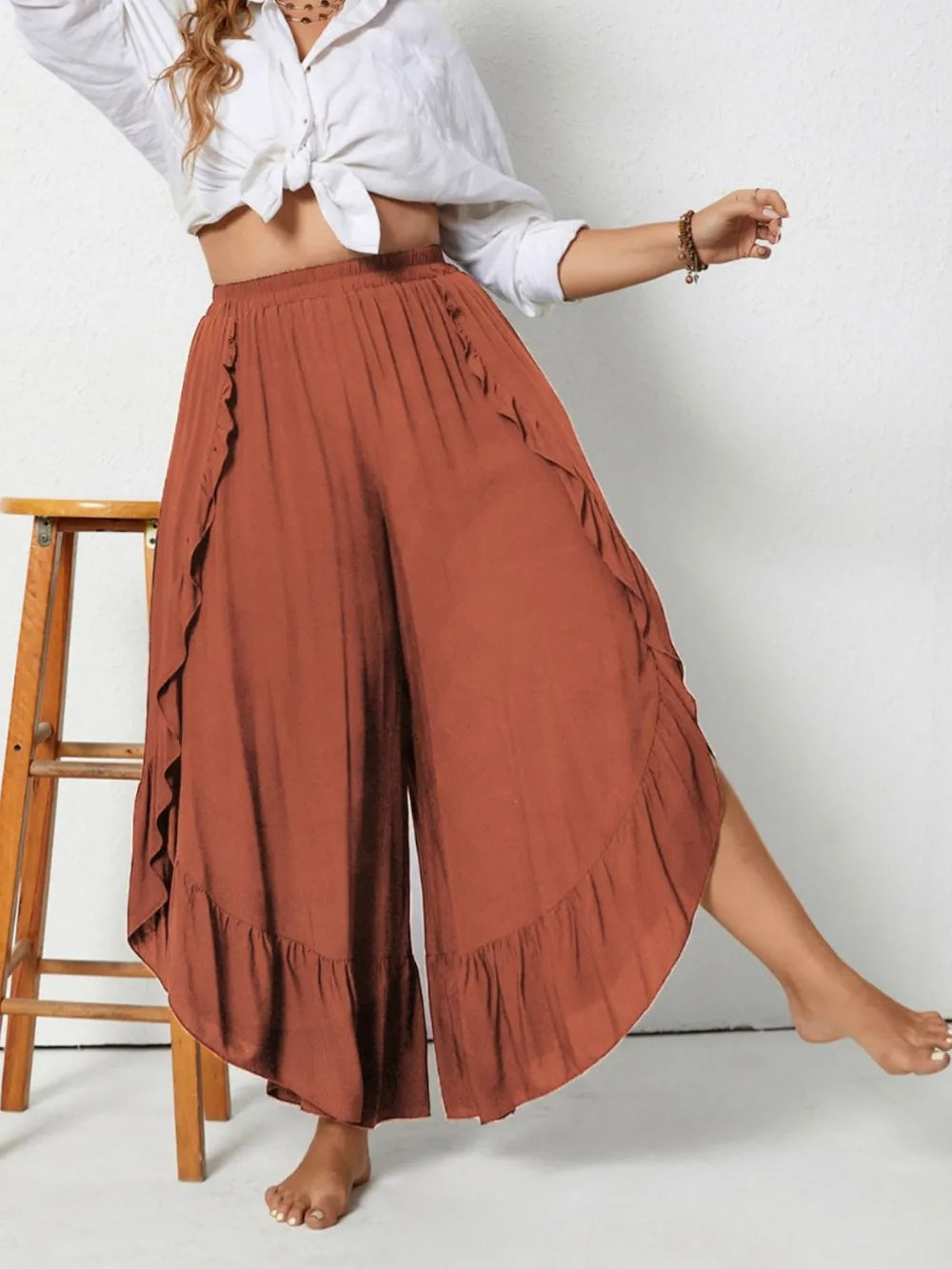 Plus Size Ruffled Wide Leg Pants – Trendsi | ClozArt