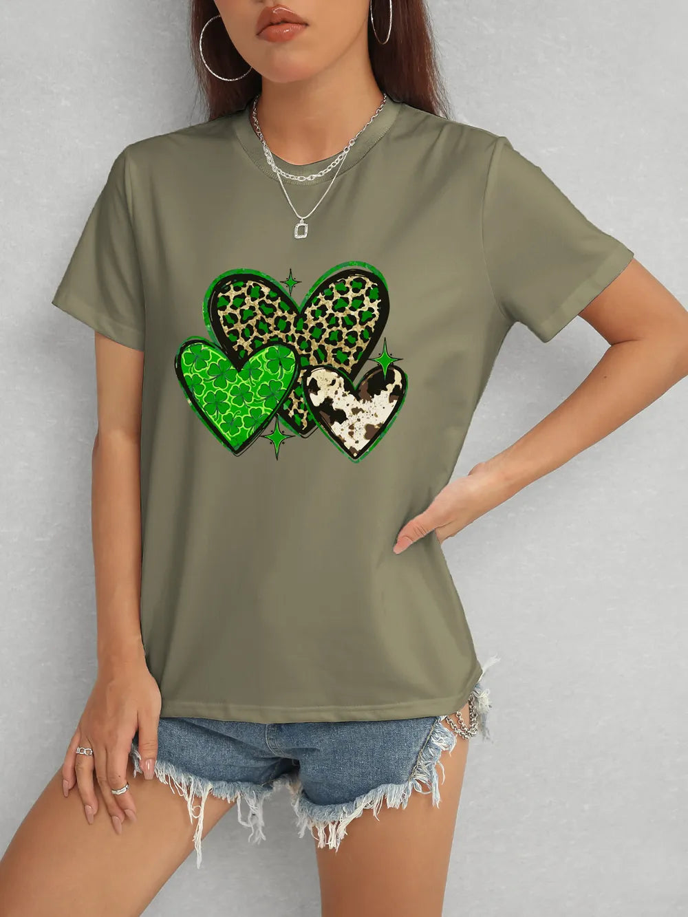 Heart Round Neck Short Sleeve T-Shirt – Trendsi | ClozArt