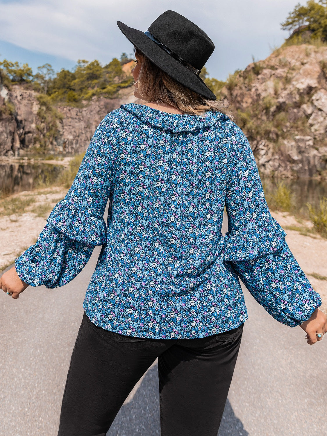 Plus Size Tie Neck Ruffled Blouse – Trendsi | ClozArt