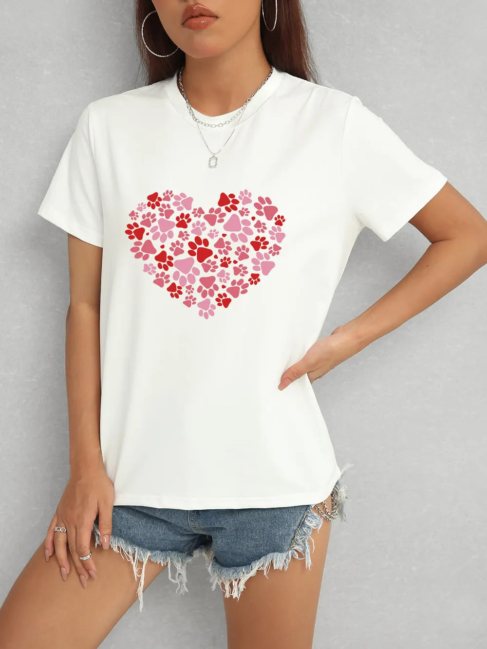 Heart Round Neck Short Sleeve T-Shirt – Trendsi | ClozArt