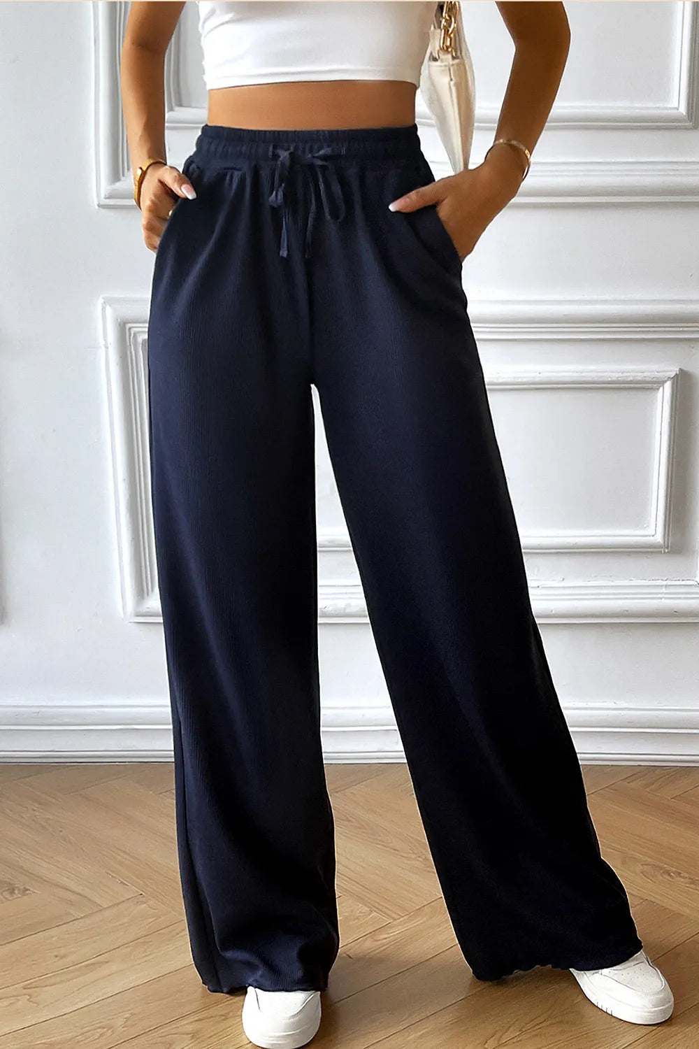 Devine Drawstring Wide Leg Pants with Pocketed – Trendsi | ClozArt
