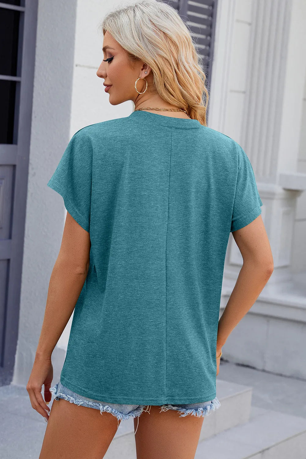 V-Neck Short Sleeve T-Shirt – Trendsi | ClozArt