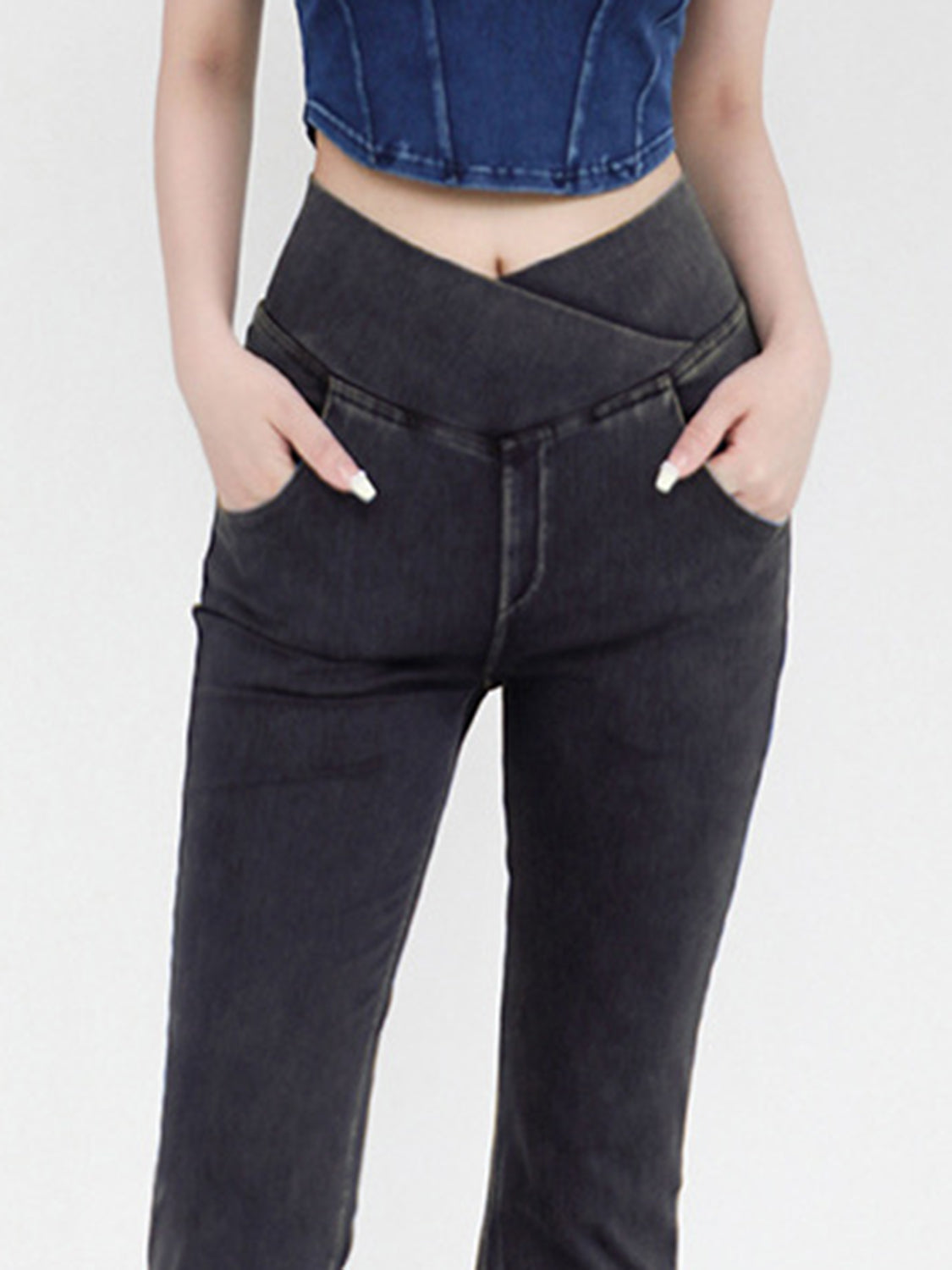 Wide Waistband Bootcut Jeans with Pockets – Trendsi | ClozArt