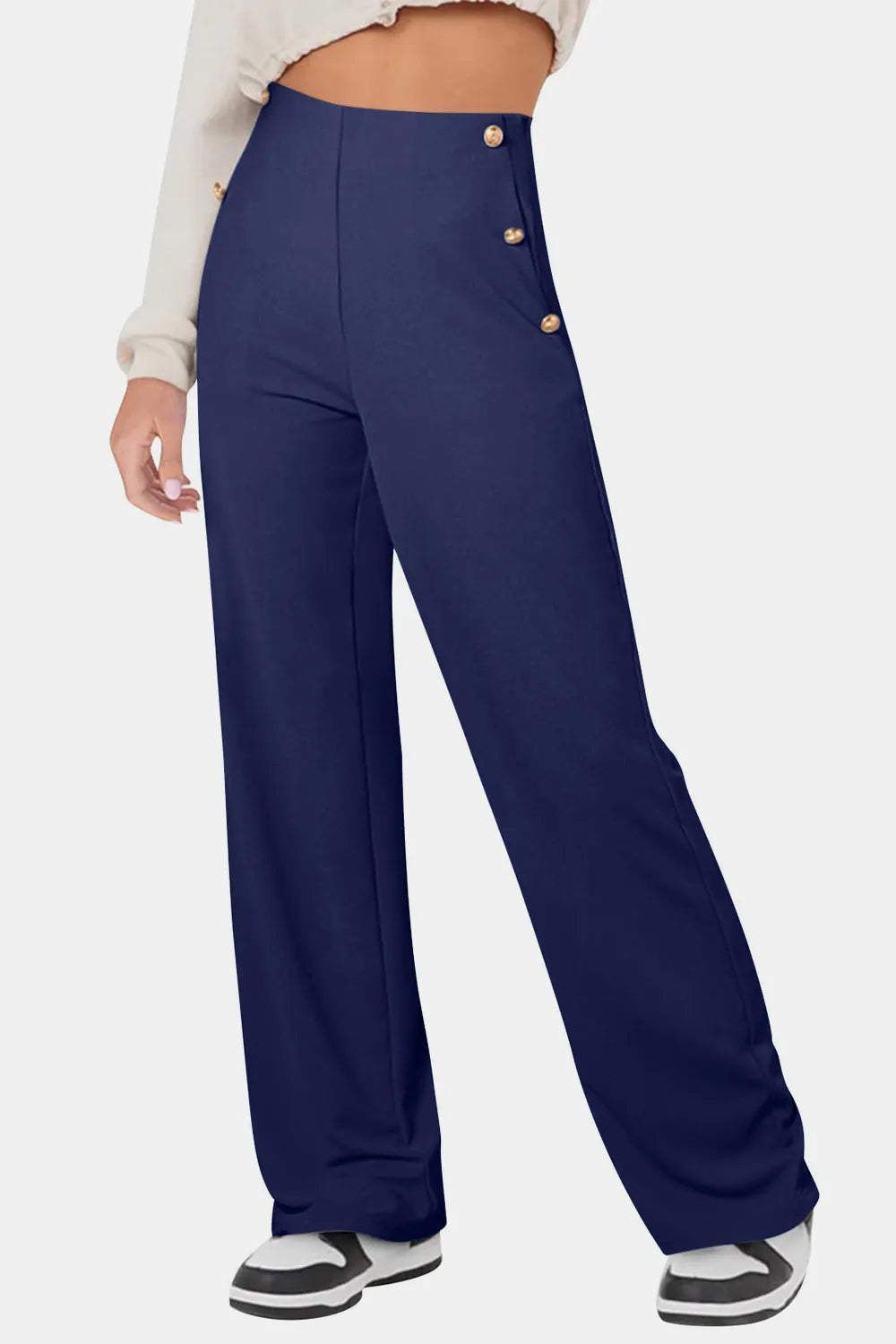 Decorative Button High Rise Pants – Trendsi | ClozArt