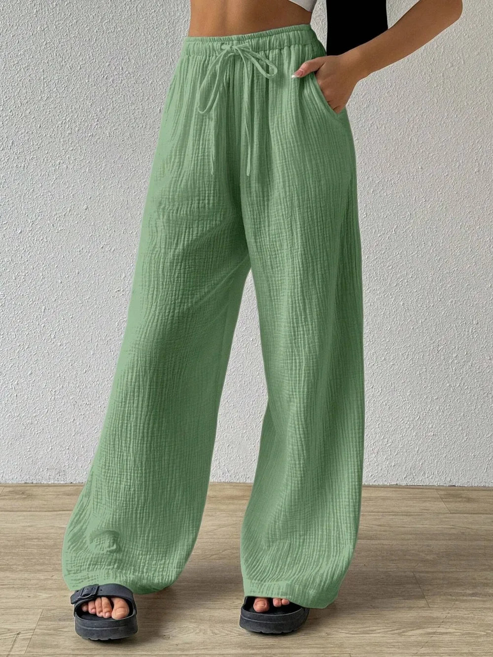 Drawstring Wide Leg Pants – Trendsi | ClozArt