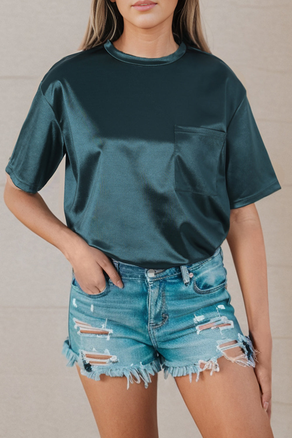 Round Neck Dropped Shoulder Top – Trendsi | ClozArt