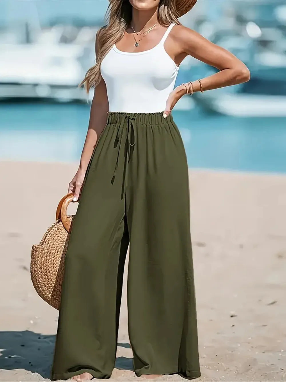 Drawsrting Wide leg Pants – Trendsi | ClozArt