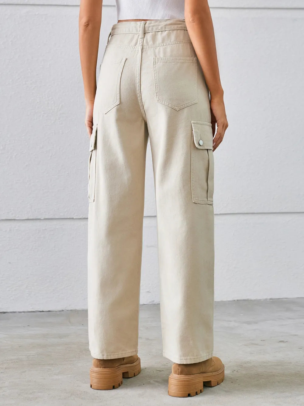 Drawstring Mid-Rise Waist Straight Cargo Jeans – Trendsi | ClozArt
