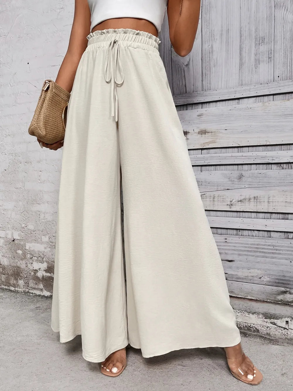 Honey Tied High Waist Wide Leg Pants – Trendsi | ClozArt