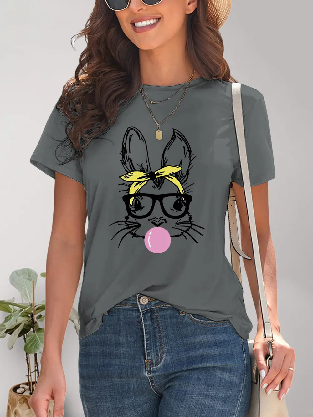 Rabbit Graphic Round Neck Short Sleeve T-Shirt – Trendsi | ClozArt