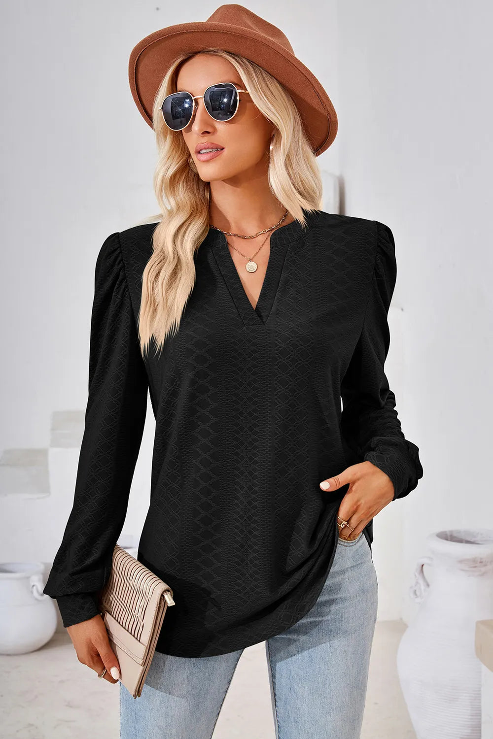 Notched Long Sleeve T-Shirt – Trendsi | ClozArt